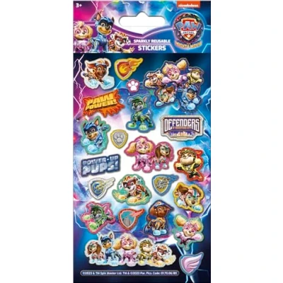 Image of Paper Projects 01.70.06.181 Paw patrol the mighty movie Sparkly Stickers Official Licensed Product Reusable on Non Porous Surfaces, Multi, 19.5cm x 9.5cm