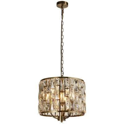 Image of Bijou 3 Light Pendant Antique Brass, Champagne Glass