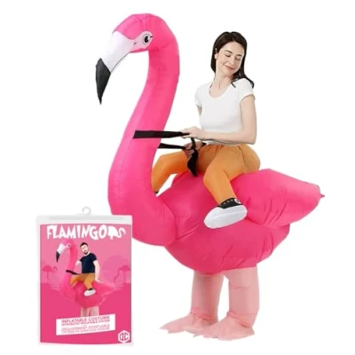 Image of Pink Flamingo Inflatable Disguise Adult Size Costume Premium Quality Made of very resistant Polyester Pleasant to wear Inflating System Included OriginalCup®