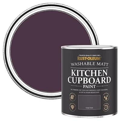 Image of Rust Oleum Dark Purple Kitchen Cupboard Paint in Matt Finish Grape Soda 750ml