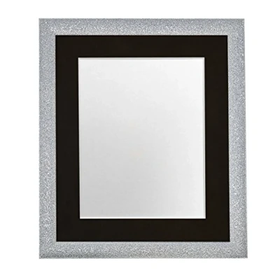 Image of FRAMES BY POST Glitz Silver Picture Photo Frame with Black Mount 45 x 30 CM Image Size 14 8 Inch Plastic Glass