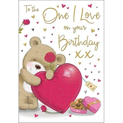 Image of Piccadilly Greetings Regal Publishing C80031 Birthday Card One I Love 9 x 6 inches, redbrownbeige