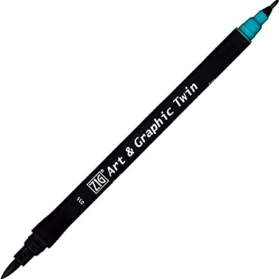Image of Kuretake ZIG Art and Graphic Twin Tip Brush Marker Pen 035 Turquoise