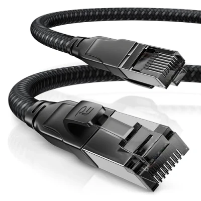 Image of CSL Cat 8.1 Network Cable 40 Gbits 3 m Cotton Jacket Black Series LAN Patch RJ45 8 Gigabit Ethernet 40000 Mbits S/FTP PIMF Shielding Compatible with 6 7