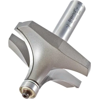 Image of Trend Professional Bearing Guided Ovolo Router Cutter, 25.4mm Radius, 1/2 Inch Shank, 63.5mm Cut Diameter &amp; 32mm Length, Two Bearings, Tungsten Carbide Tipped, 46/18X1/2TC