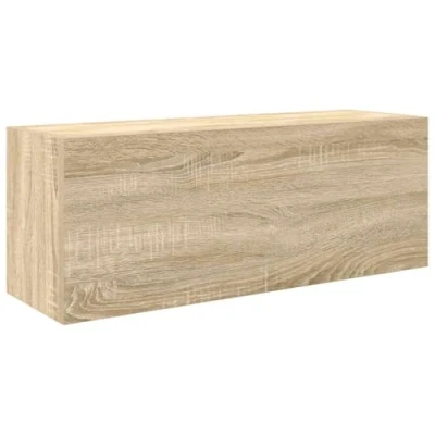 Image of vidaXL Bathroom Wall Cabinet 80x25x30 cm, Sonoma Oak, Engineered Wood, Mounted Storage, Modern Minimalist Cupboard for Bathroom/Kitchen/Living Room