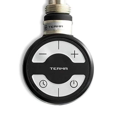 Image of Terma MOA Black Thermostatic Electric Element for Heated Towel Rail Radiator All WATTS, UK Conversion kit with Timer (300W)