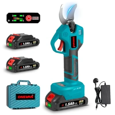 Image of Cordless Pruning Shears Professional Garden 30mm Cutting Diameter with 4 Speed Adjustment, LCD Display &amp; SK5 Blades, for and Tree