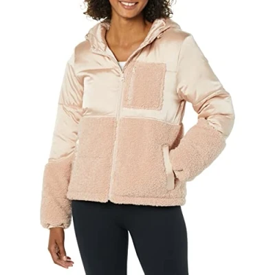 Image of Amazon Essentials Women&#039;s Sherpa Puffer Jacket, Blush, M
