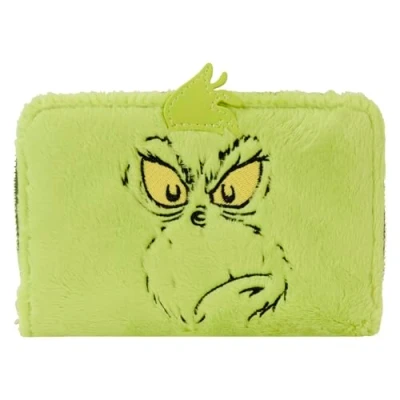 Image of Loungefly Dr Seuss How the Grinch Stole Christmas Plush Zip Around Wallet, Multicolor, Wallet
