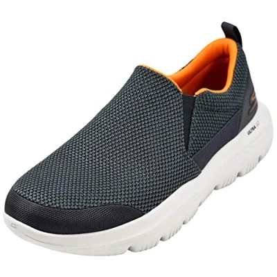Image of Skechers Men&#039;s Go Walk Evolution Ultra Impeccable Sneaker, Charcoal/Orange, 9 X Wide US