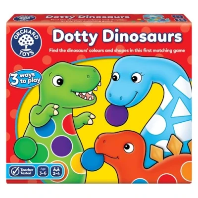 Image of Orchard Toys Dotty Dinosaurs Game, Colour and Shape Game for Children, 2 Games in 1, Perfect Children Age 3 6, Educational Toy