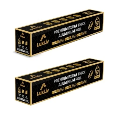 Image of Luxliv ® Aluminum Foil Heavy Duty 164 ft (50m) Length, 11.8 (30cm), 20 Microns Thick (Pack of 2) Roll Commercial Grade &amp; Extra Thick, Strong Enough for Food Service Industry