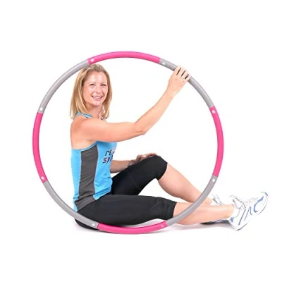 Image of ResultSport UK The Original Weighted Hula Hoop Foam Padded Fitness Exercise 100cm extra wide (Pink/Grey 1.2kg)