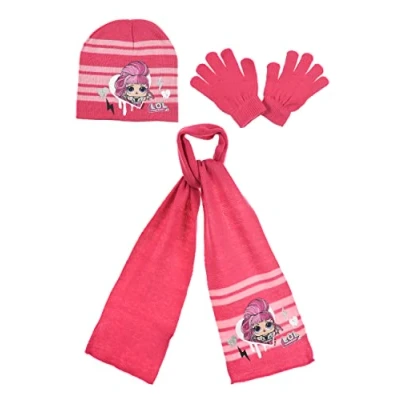 Image of L.O.L. Surprise! Children&#039;s Girls&#039; Winter Set 3 Piece Hat, Scarf and Gloves, pink, 52