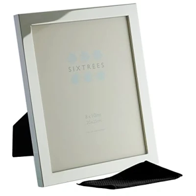 Image of Sixtrees 2 898 80 Madrid Square Edge Silver Plated 10x8 inch Photo Frame. Complete with Microfibre Polishing Cloth