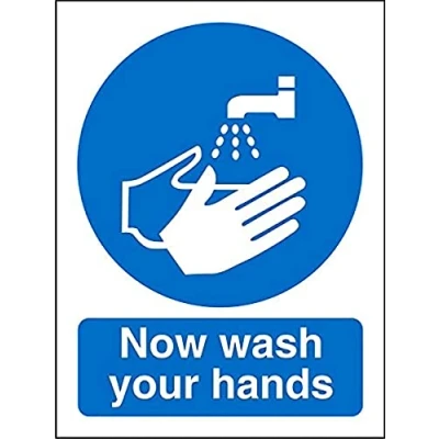 Image of Seco Now Wash Your Hands Sign, 150mm x 200mm 1mm Semi Rigid Plastic