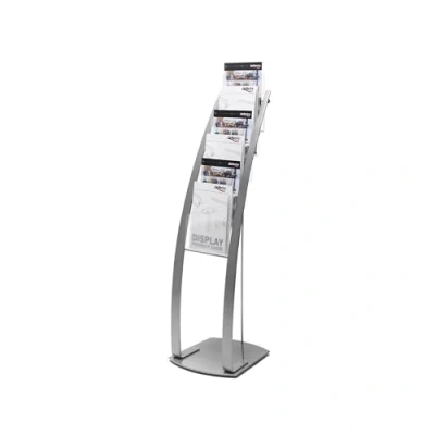 Image of Deflecto 6 Pocket Floor Stand Silver, Sturdy Steel Magazine Rack , A4 Literature File Holder, Letter Rack, Portrait Display Free Standing