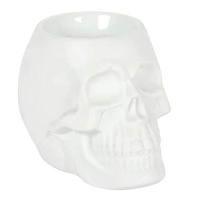 Image of Spooky White Ceramic Skull Oil Burner 10cm x (1 Pc.) Luxurious Design, Premium Material, Aromatherapy Accessory Ideal for Home &amp; Office Decor