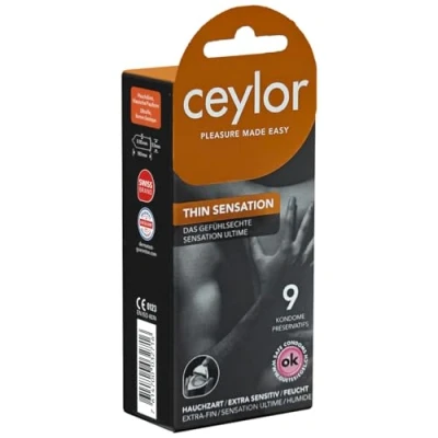 Image of Ceylor Thin Sensation 9 Extra Condoms Packed in Hygienic &quot;Dösli&quot; for Easy Handling, Swiss Quality Brand