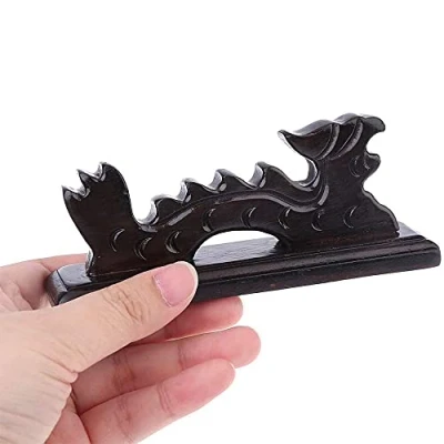 Image of ANCLLO Vintage Wooden Brush Rest Stand Chinese Calligraphy Pen Holder Carved Wood