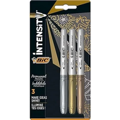 Image of Bic Metallic Marking Colour Assorted Pack of 5, colours, 3 count (Pack 1)
