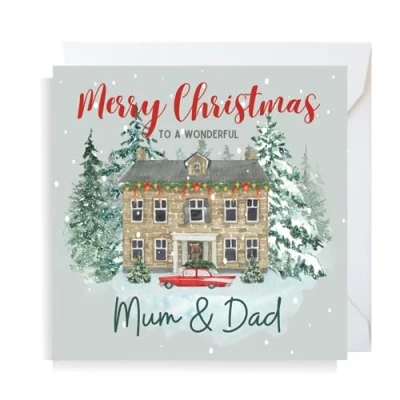 Image of Second Ave Mum &amp; Dad Christmas House Square Xmas Holiday Festive Greetings Card