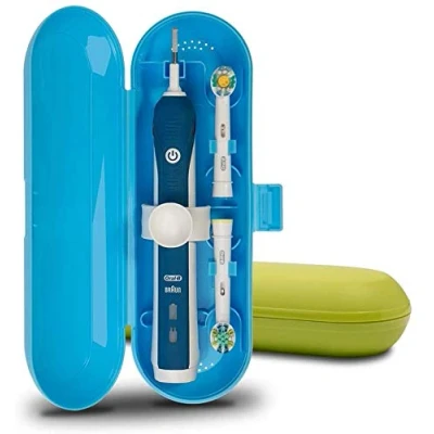 Image of meilinkeji Plastic Electric Toothbrush Travel Case for Oral B Pro Series, 2 Packs (Blue&amp;Green)