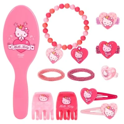Image of Hello Kitty 11pcs Girls Kids Hair Accessories Clips Comb Bands and Beauty Set