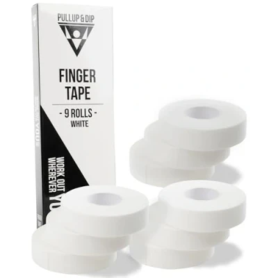 Image of PULLUP &amp; DIP Finger Tape with Extra Strong Adhesive, 9 Rolls (90m) Climbing Tape, Skin Friendly Sports Hand for Weight Training, Volleyball, Bouldering, Basketball, Handball (White)