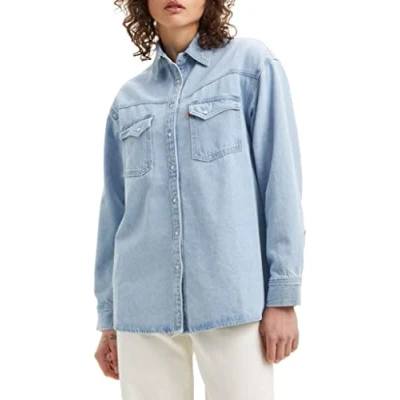 Image of Levi&#039;s Women&#039;s Dorsey XL Western Shirt, Indigo Stonewash, S