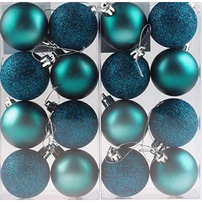 Image of 15cm/3Pcs Christmas Baubles Shatterproof Teal Blue, Tree Decorations Ball Ornaments Balls Xmas Hanging Holiday Decor Shiny,Matte,Glitter