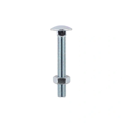 Image of TIMCO BZP Carriage Bolt with Hex Nut M6 x 130 Zinc Box of 50