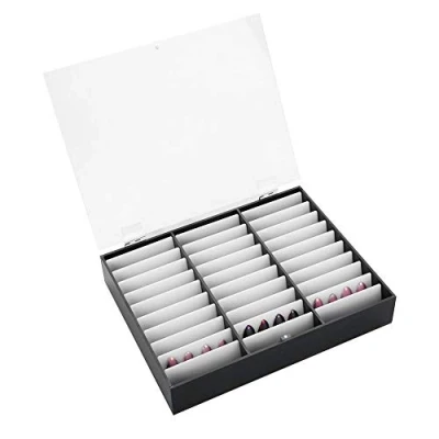 Image of Fake Nail Display Case, 30 Grids Empty Storage Box Art Decoration Container Tips Holder Perfect for Storing Variety of Decorations(Black)