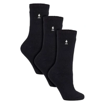 Image of Heat Holders Womens 3 Pack Multipack Ladies Insulated Thermal Socks for Winter Black Size UK 4 6.5