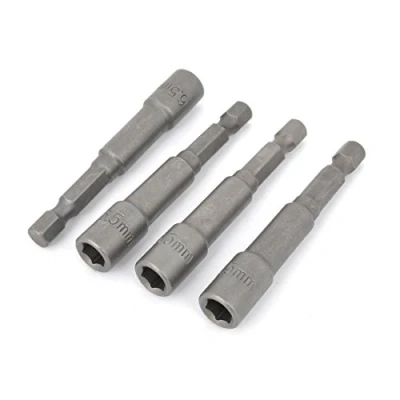 Image of Sourcingmap a14050800ux0070 6.5 x 65 mm Magnet Hex Socket Nut Driver Bits Gray (4 Pieces)