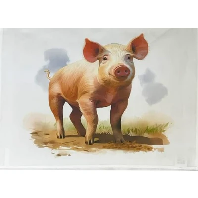 Image of Half a Donkey The Big Pig Large Cotton Tea Towel