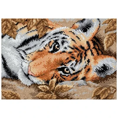 Image of Dimensions Gold Petite Beguiling Tiger Counted Cross Stitch Kit 7&quot;X5&quot; 18 Count