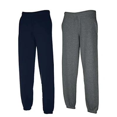 Image of Fruit of The Loom Men&#039;s Trousers, 1 x Deep Navy + Dark Heather Elastic Hl purchase notepad, XXL