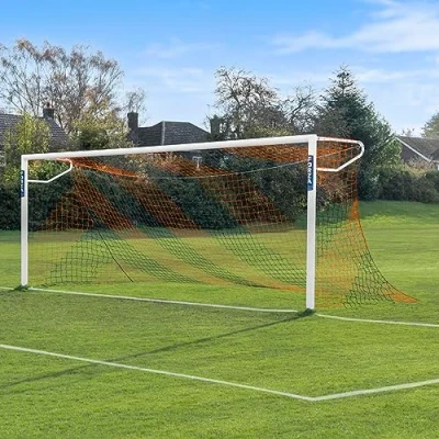 Image of FORZA 24ft x 8ft Full Size Striped Football Goal Net Replacement Nets [SINGLE] (Orange/Black)