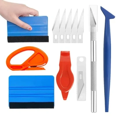 Image of Jormftte Car Vinyl Wrap Tool Kit, Window Film Tools Wallpaper Smoothing Including Felt Squeegee, Edge Trimmer, Mini Corner Squeegee For Installing Auto wraps And Stickers