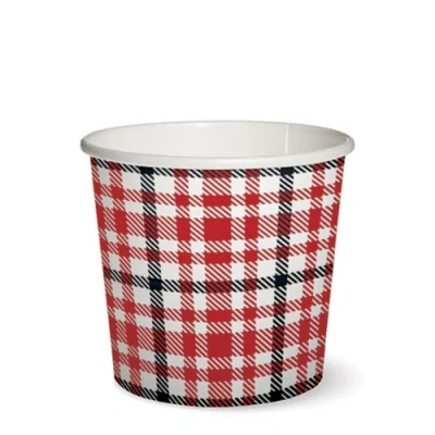Image of 10 paper cups Picnic Style Checked Black/Red Tartan ø9,1 0.3 L x h8,2 cm