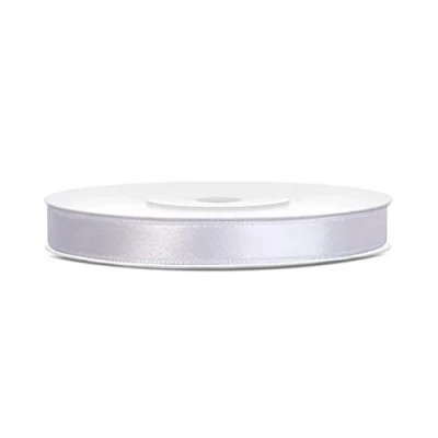 Image of PartyDeco 25m White Satin Ribbon, 6mm Wide, Perfect for Weddings, Crafts, and Gift Wrapping Elegant Polyester Ribbon Roll