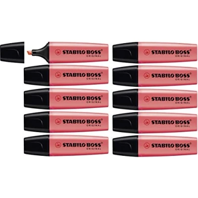 Image of Highlighter STABILO BOSS ORIGINAL Pack of 10 Red