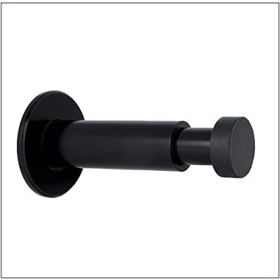 Image of EVI HERRAJES Adjustable Brass Wall Door Stopper, Dual Adhesive Installation or with Screw (Stainless Steel Black Lacquered)