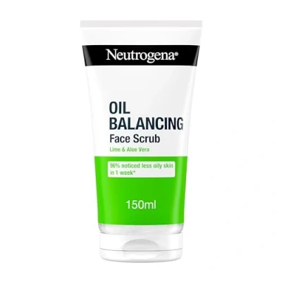 Image of Neutrogena Oil Balancing Face Scrub (1x 150ml), Purifying and Mattifying Daily Exfoliator with Lime Aloe Vera, Free Developed to Rebalance Oily Skin