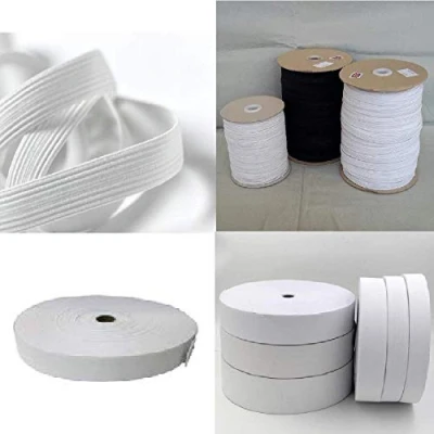 Image of Top Quality 1&quot; (25 mm) Black Flat Elastic 2 metre roll