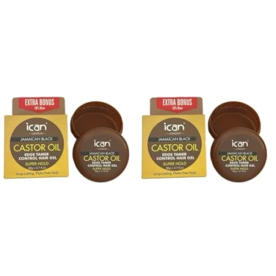 Image of ican London Jamaican Black Castor Oil Edge Control Hair Gel Super Hold 2 x 80g