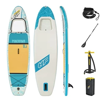 Image of Bestway Hydro Force SUP, Panorama Inflatable Stand Up Paddle Board, Water Kayak Complete Set 1 paddle, hand pump, backpack, Perfect for Adventure Size 11’2FT