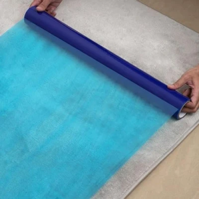 Image of 50 Meters Carpet Protector Roll Self Adhesive Plastic Protection Film Waterproof Protects Against Dust, Dirt, Paint, Liquid Spills Stair 60 Micron
